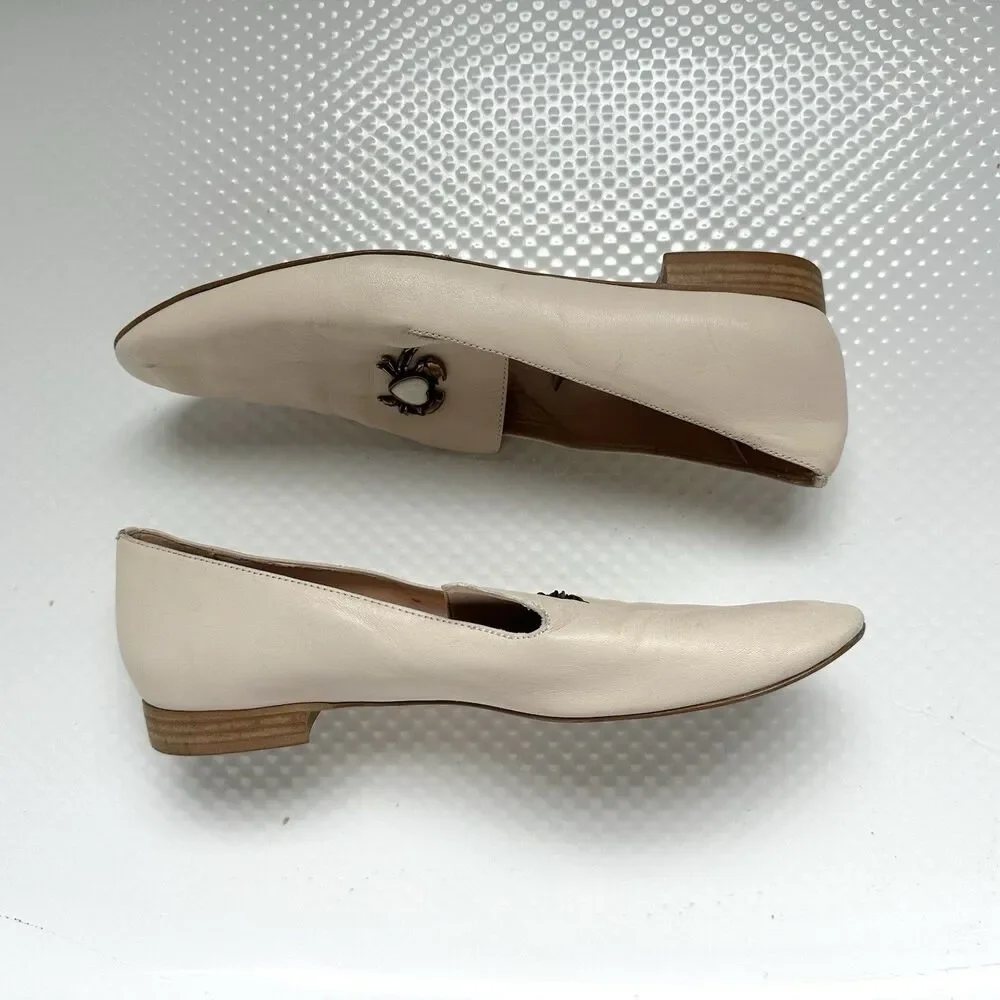 Zara Shoe Women’s 39 (8) Slip On Loafer Crab Embellish Cream Nautical Coastal